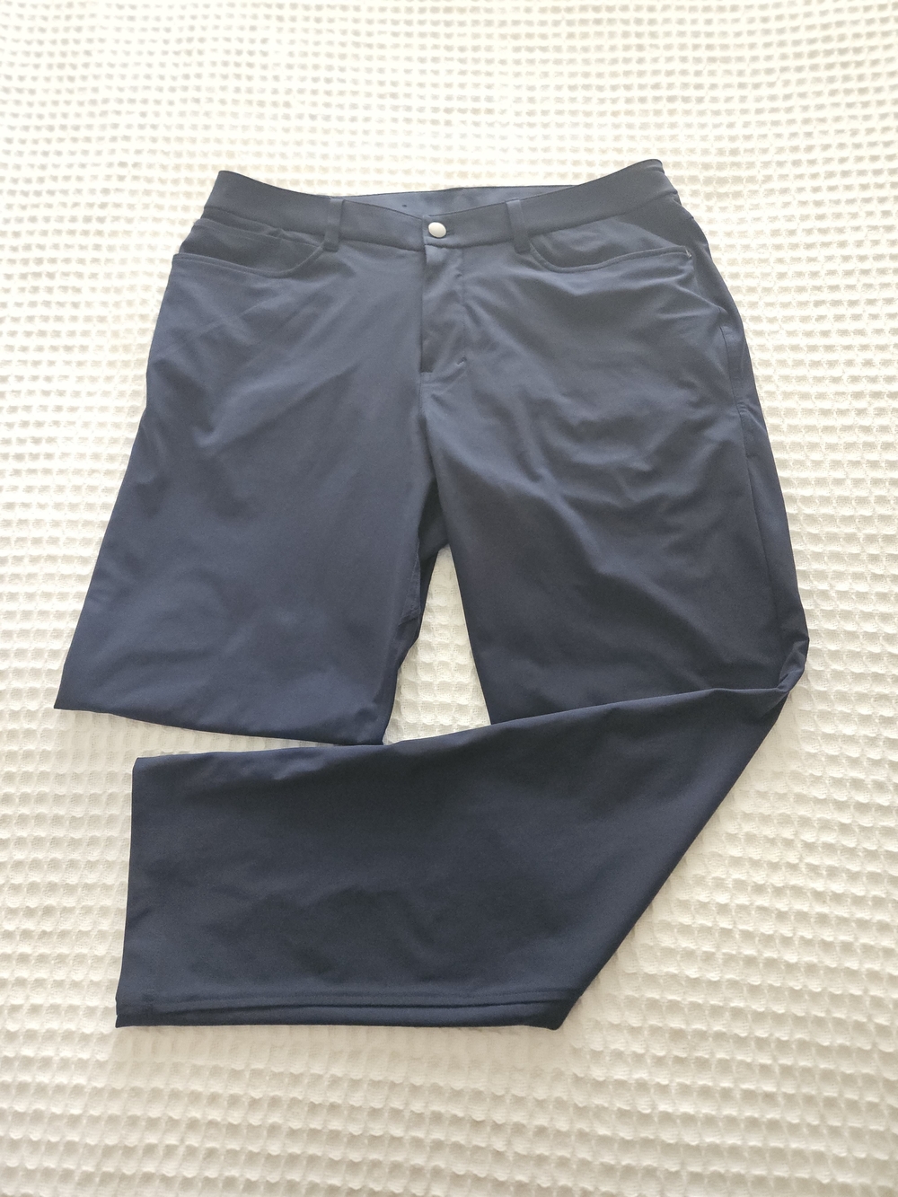 Lululemon ABC Men's Navy Slim Fit Stretch Casual Pants 5-Pocket Zip Pocket 34